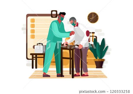 Male nurse helping old aged man 120333258