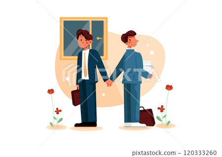 Businessmen handshaking back to back 120333260