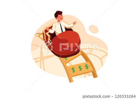 Businessman on a money roller coaster 120333264