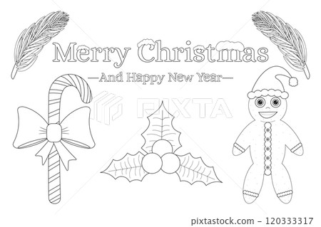 Christmas Gingerbread and Candy Cane Coloring Page 120333317