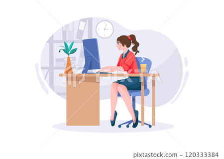 Sexy secretary working at the desk 120333384