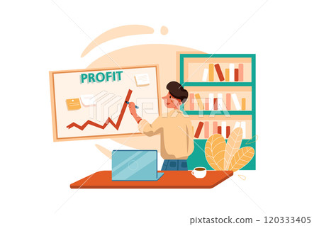 Businessman drawing profit line 120333405