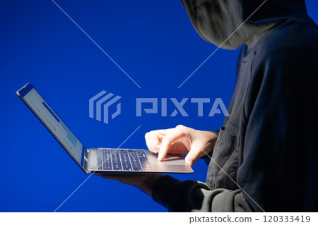 A man who operates a personal computer 120333419