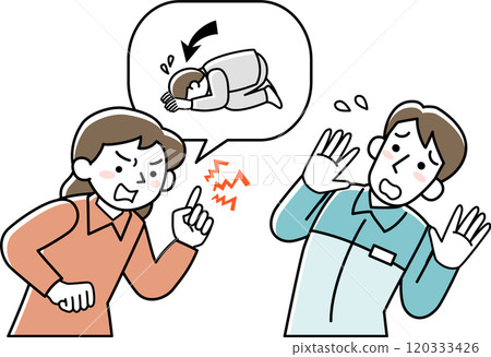 Male staff being harassed by female customers 120333426