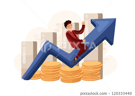 Businessman riding on profit arrow 120333440