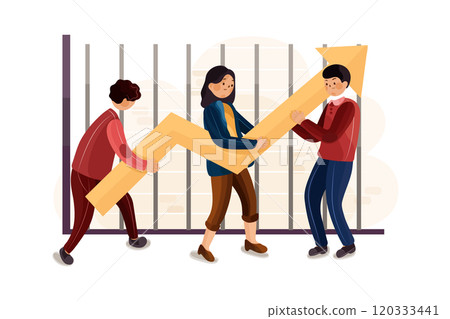 Businesspeople balancing business graph 120333441