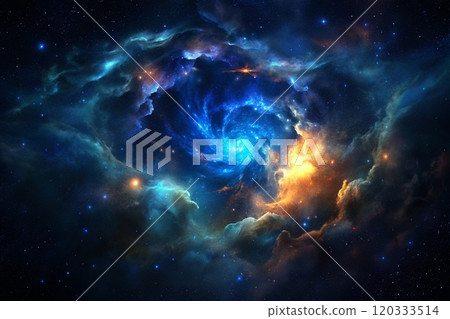 bule gas nebulae in space and sparkling stars 120333514