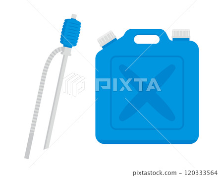 Illustration of a plastic tank and a kerosene pump 120333564