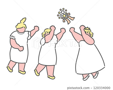 拋花束新娘參加者婚禮婚禮插畫 120334000