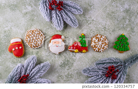 Christmas homemade gingerbread cookies with icing Christmas homemade gingerbread cookies with icing 120334757