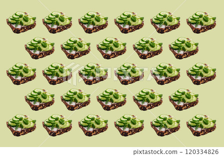Appetizing cucumber sandwiches on yellow background Appetizing cucumber sandwiches on yellow background 120334826