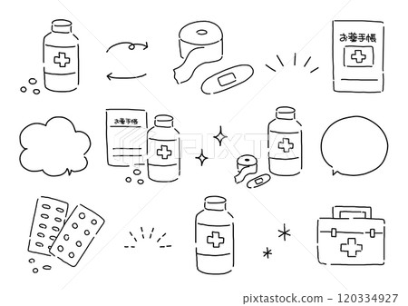 Simple medicine illustration material set 120334927