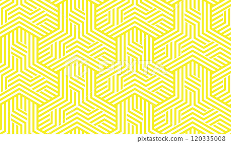 Abstract geometric pattern with stripes, lines. Seamless vector background. White and yellow ornament. Simple lattice graphic design 120335008