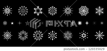 Snowflakes icon collection. Graphic modern black and white ornament. 120335029