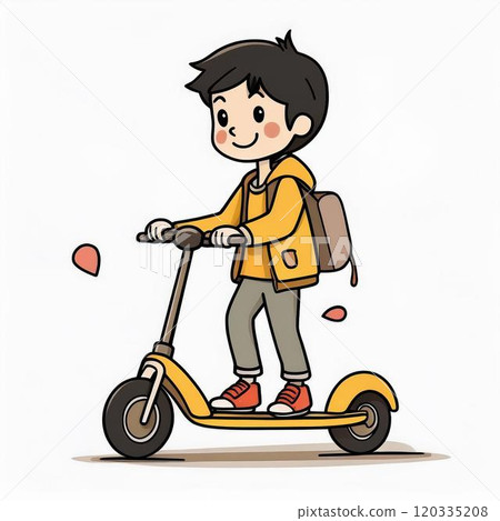 Man riding a kickboard 120335208