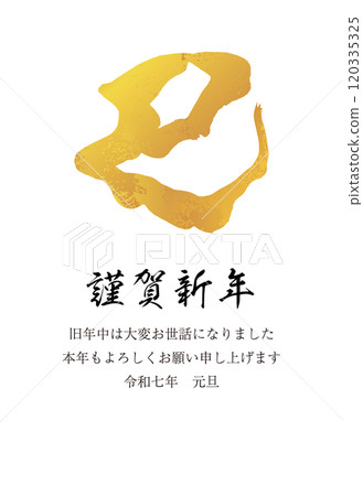 2025 New Year's card 14c Vertical Snake character Japanese pattern Gold 120335325