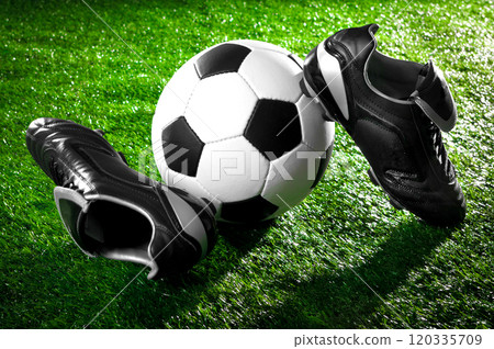 soccer ball and shoes soccer ball and shoes 120335709