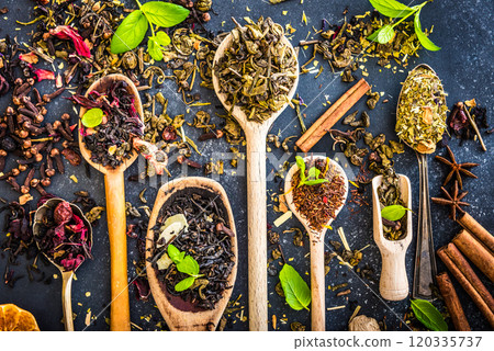 Tea on black table 120335737