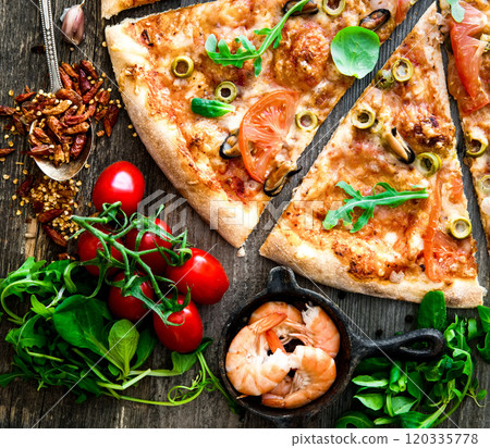 Seafood pizza Seafood pizza 120335778