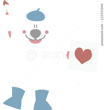 cute and lovely white polar bear with paintbrush drawing heart, happy valentine's day, love concept, flat png illustration cartoon character costume design 120335844
