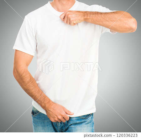 Man in a white T-shirt 120336223