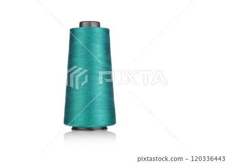 spool of industrial threads blue colors, texture of threads on a white background spool of industrial threads blue colors, texture of threads on a white background 120336443