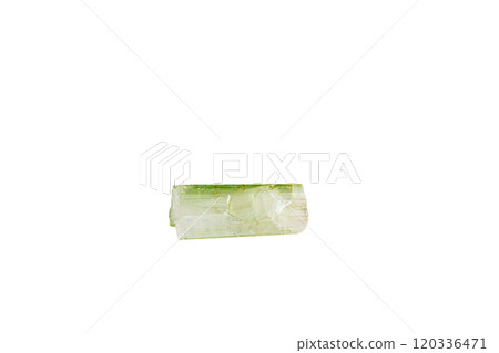 green tourmaline mineral stone macro on white background 120336471