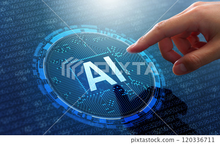 生成式AI人工智慧和大數據分析。機器學習和大數據處理。分析師觸碰 AI 圖標 生成式AI人工智慧和大數據分析。機器學習和大數據處理。分析師觸碰 AI 圖標 120336711
