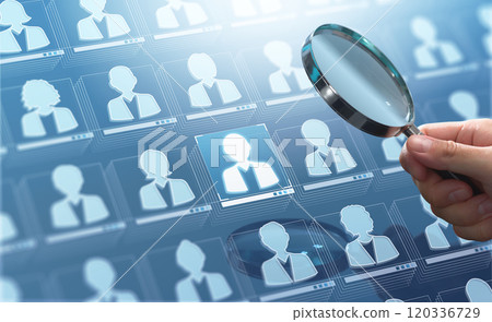 HR, talent management and recruitment analytics technology. Personnel database. Recruitment agency manager to expand employer icon. HR, talent management and recruitment analytics technology. Personnel database. Recruitment agency manager to expand employer icon. 120336729