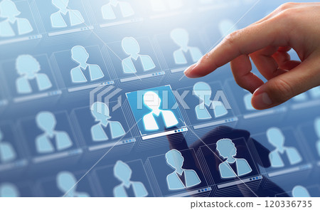 Customer relationship management CRM image. Customer data and marketing database system. Customer icon 120336735