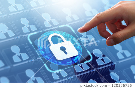 Image of customer data and personal information protection. Internet security system. Touch padlock icon Image of customer data and personal information protection. Internet security system. Touch padlock icon 120336736