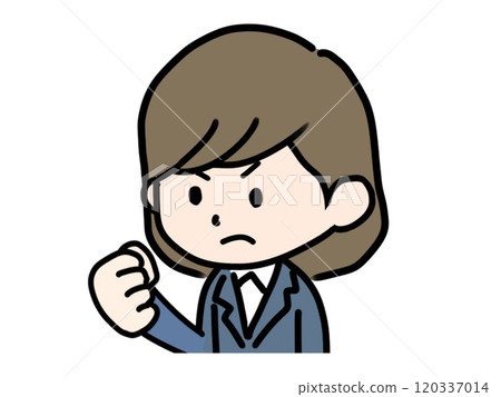 一個憤怒的女人握著拳頭的插圖 120337014