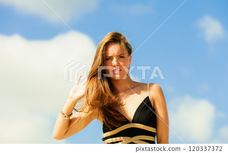 Woman on beach 120337372