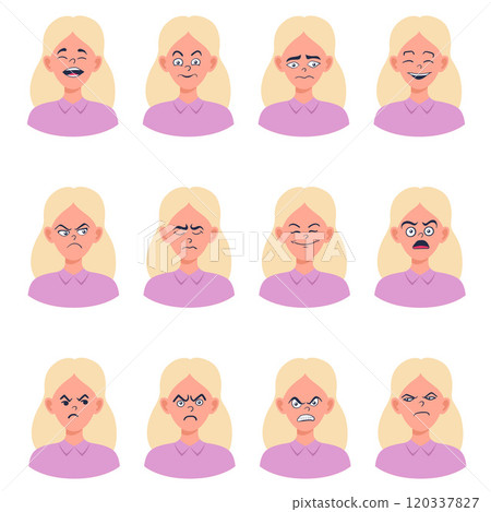 Portraits of woman. Girl Avatar.  Female emotions. 120337827