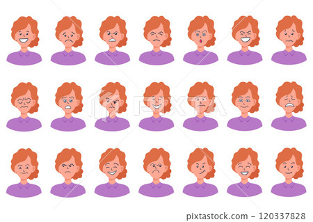 Portraits of woman. Girl Avatar.  Female emotions. 120337828