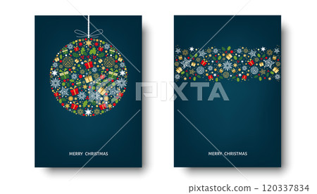 Merry Christmas greeting card on blue background. Merry Christmas greeting card on blue background. 120337834