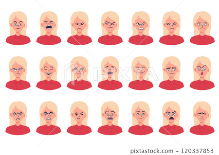 Portraits of woman. Girl Avatar.  Female emotions. 120337853