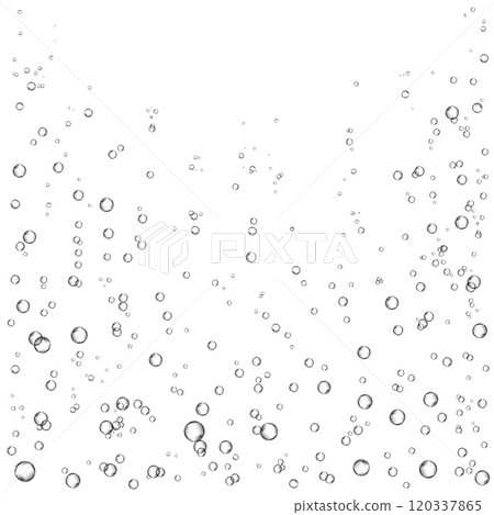 Oxygen air bubbles  flow  in water on white  background. 120337865
