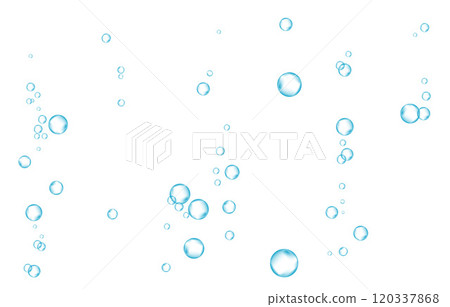Oxygen air bubbles  flow  in water on white  background. 120337868