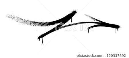 Graffiti arrow with overspray in black over white. 120337892