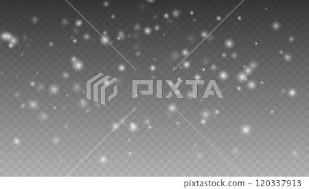 Christmas snowflakes on a transparent background. Snow flakes, snow background. Snow flakes, snow background. heavy snowfall, snowflakes in different shapes and forms. 120337913