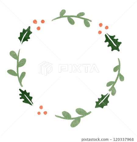Stamp-style red berry wreath 120337968