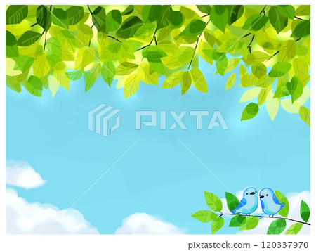 Fresh greenery and blue birds 120337970