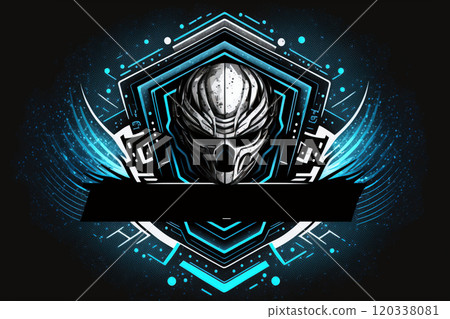 Scull mask logo template with free space for text. Esport gaming mascot. Generative AI Scull mask logo template with free space for text. Esport gaming mascot. Generative AI 120338081