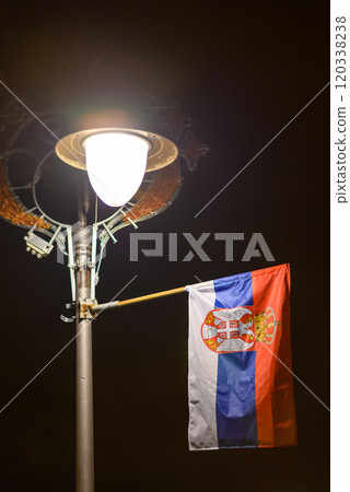 Flags of the Republic of Serbia in Belgrade fortress Kalemegdan park in Belgrade, Serbia Flags of the Republic of Serbia in Belgrade fortress Kalemegdan park in Belgrade, Serbia 120338238