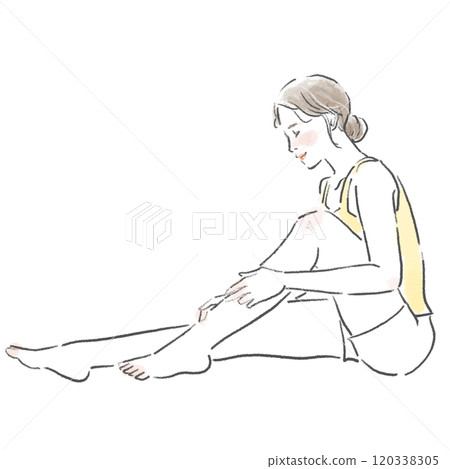 一名年輕女子進行足部按摩的全身 120338305