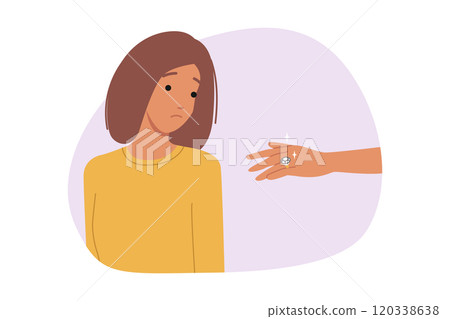 Woman is jealous of friend because of diamond ring given by groom for engagement 120338638