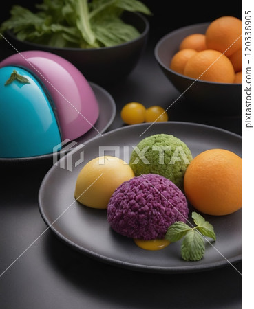 fruit dessert on a served table healthy eating 120338905