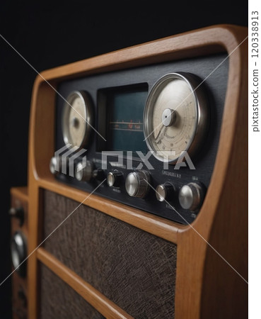 old vintage radio closeup 120338913