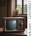 old vintage tv close up 120338927
